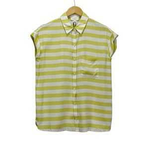 A Loves A Striped Lime Green and White Women’s Blouse Size X-Small